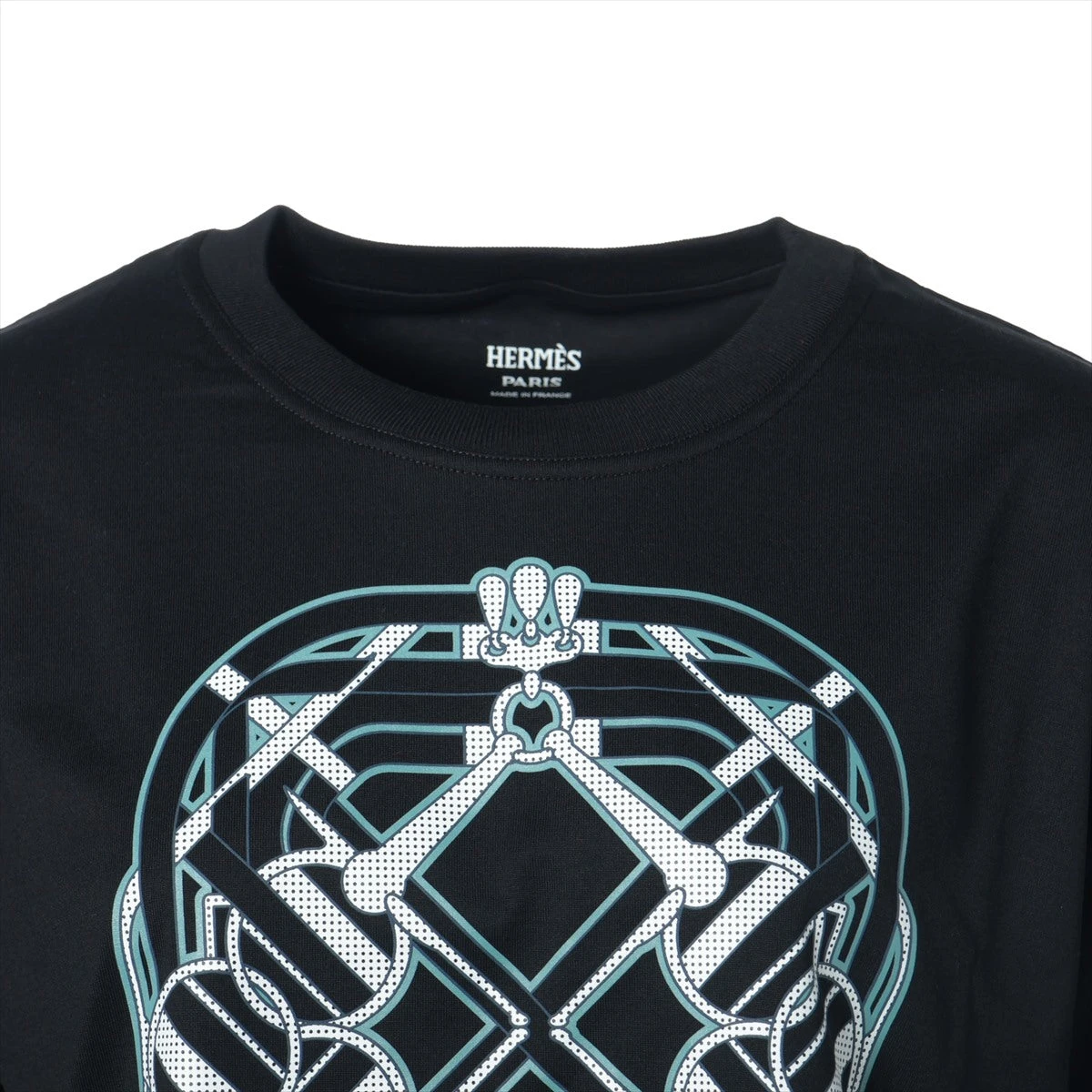 エルメス 24AW コットン Tシャツ 38 レディース ブラック 47-7709 馬銜 