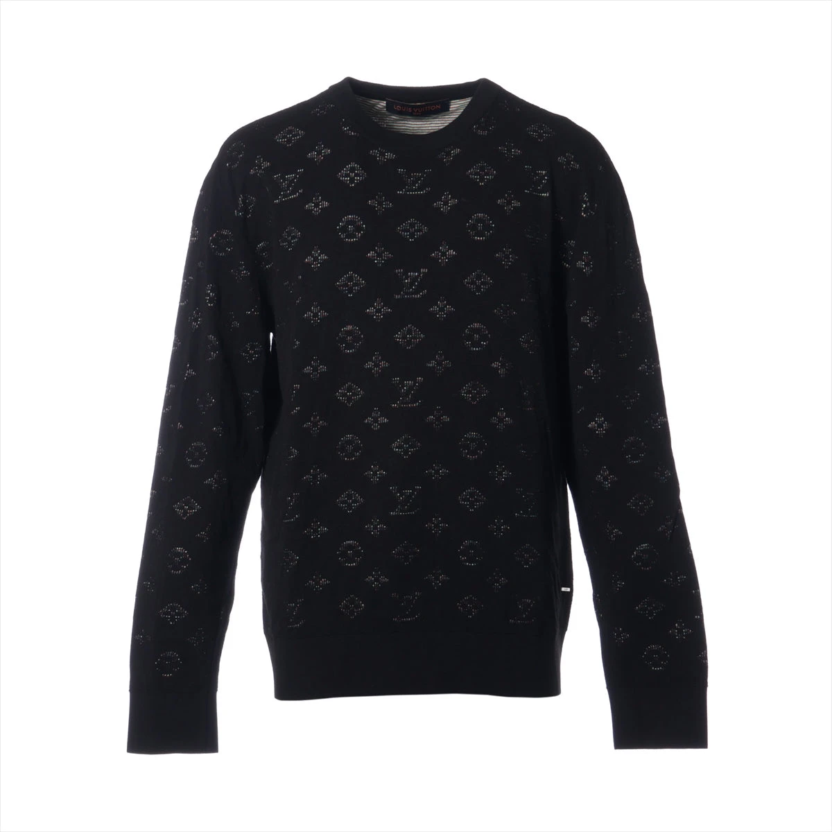 美品ルイヴィトン 20SS コットン×レーヨン ニット XL メンズ ブラック ヴィトン 20SS コットン×レーヨン ニット XL ブラック RM201Q