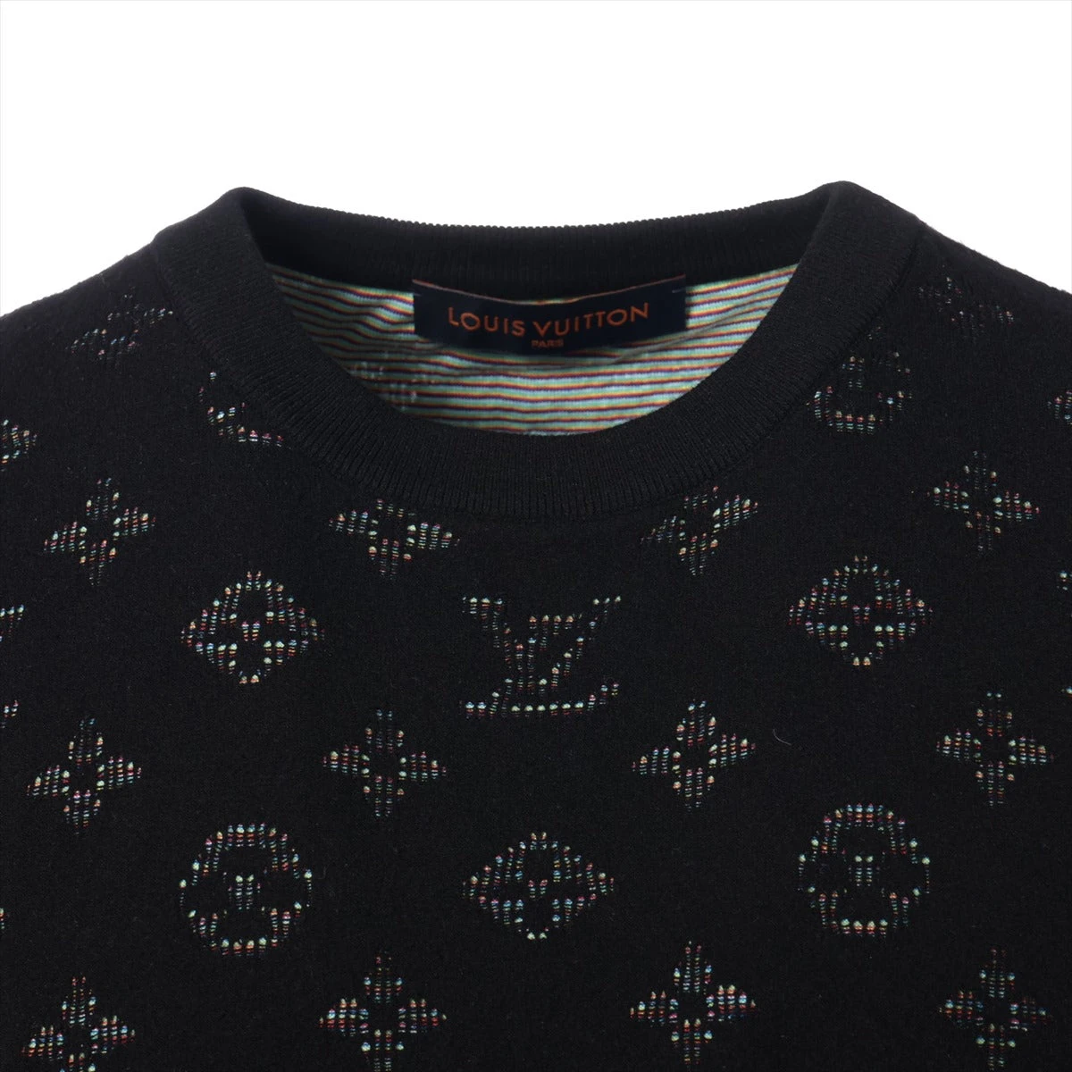 美品ルイヴィトン 20SS コットン×レーヨン ニット XL メンズ ブラック ヴィトン 20SS コットン×レーヨン ニット XL ブラック RM201Q