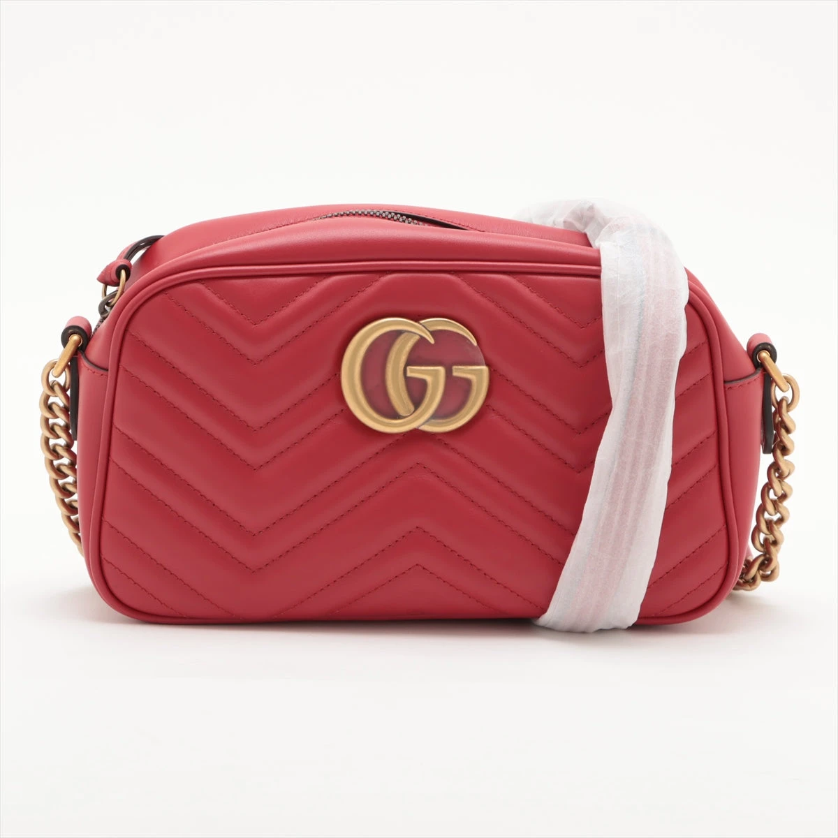 グッチ GGマーモント ミニチェーンショルダーバッグ レッド 赤 レザー