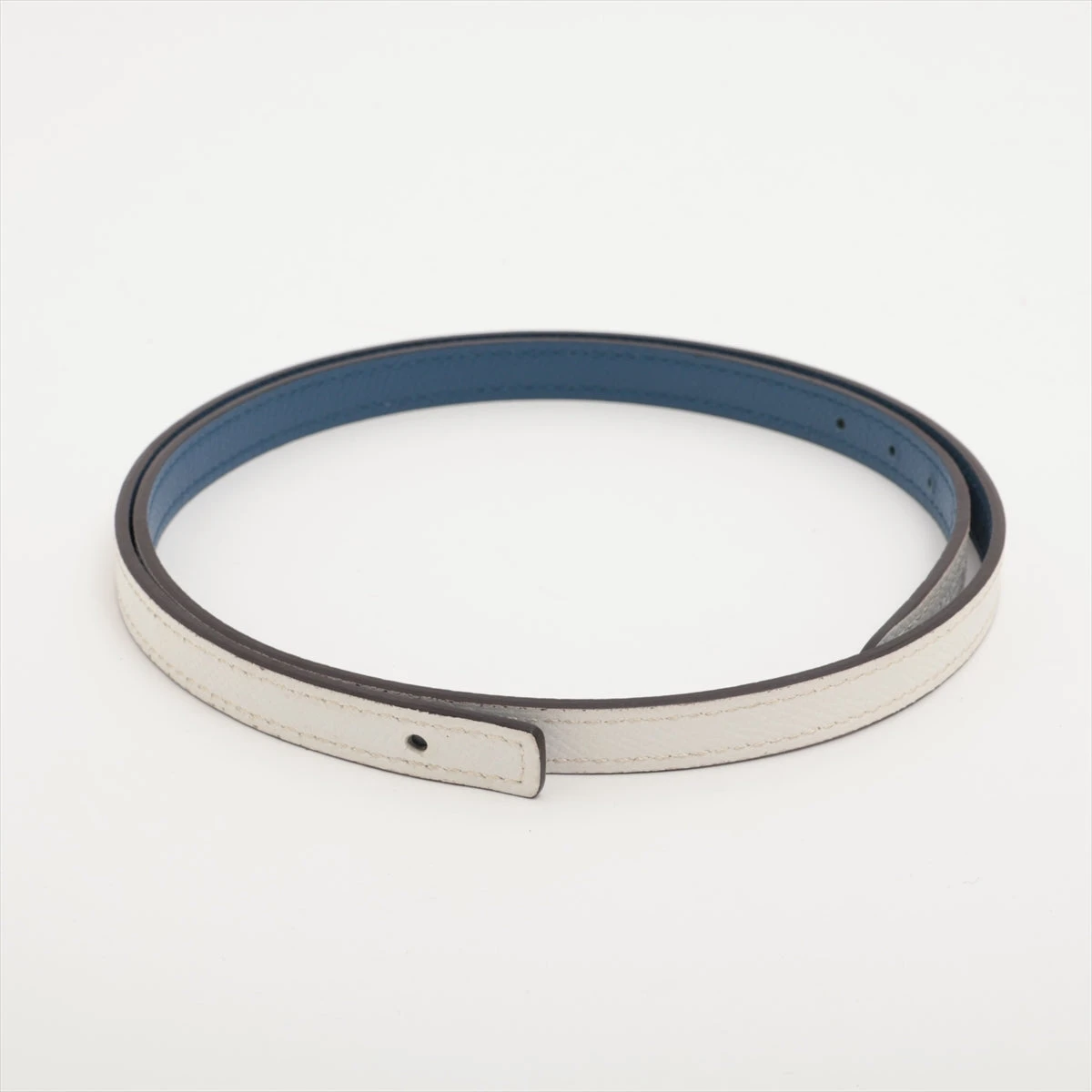 エルメス A:2017年 ベルト 75 レザー ブルー×ホワイト バックルなし