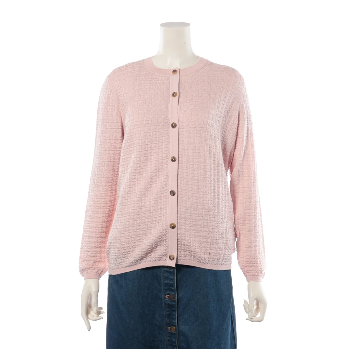 エルメス カシミヤ×シルク アンサンブル 36 レディース ピンク  