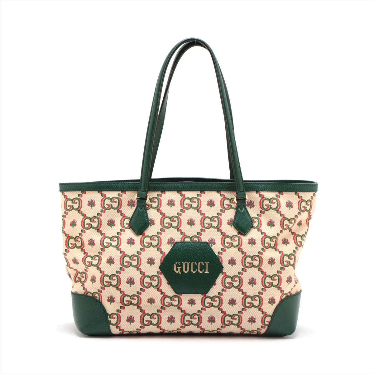 GUCCIトートバッグ GGキャンバス ベージュ エメラルドグリーン グッチ 11680435.jpg