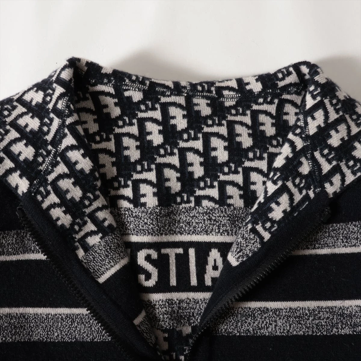 クリスチャンディオール J'ADIOR カシミヤ×ナイロン ニット I40 レディース ブラック×ベージュ 924S55AM009