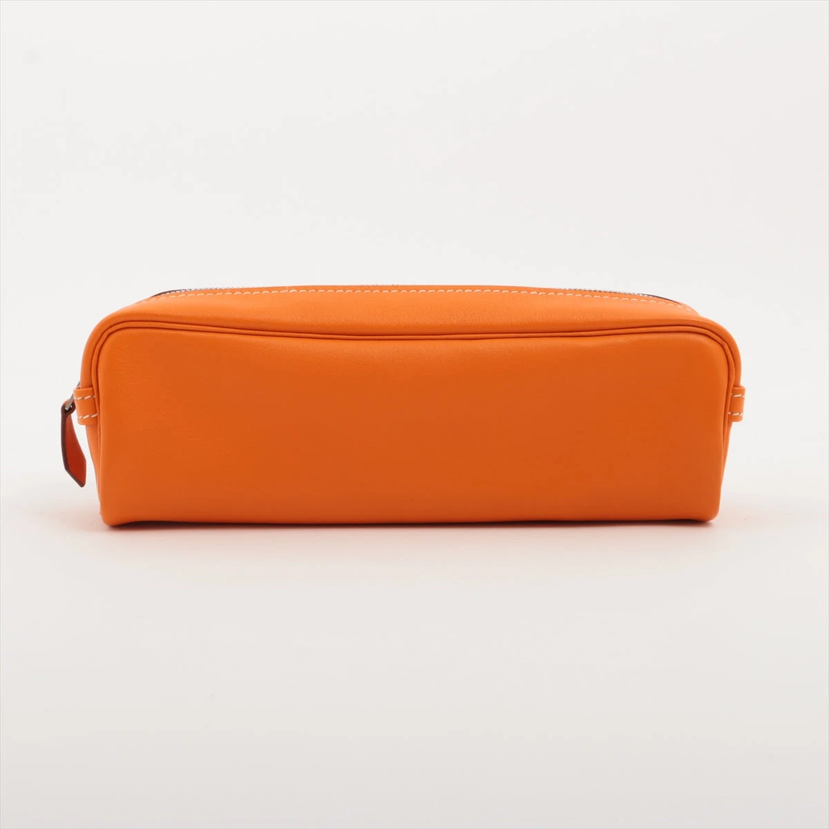 HERMES オレンジ レザー ペンケース エルメス ペンケース レザー ペンケース オレンジ シルバー金具