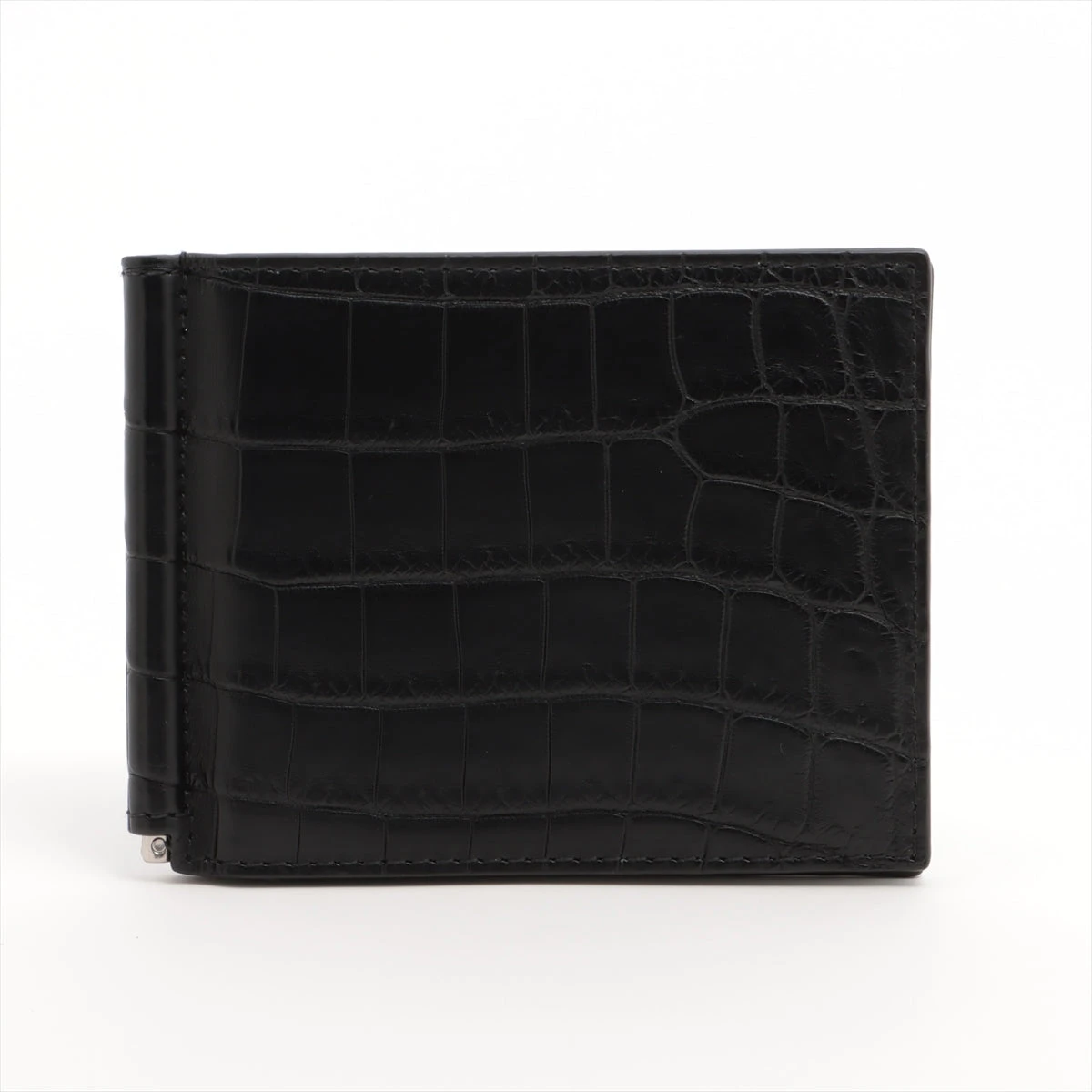 ボッテガヴェネタ クロコ型押し マネークリップ ブラック