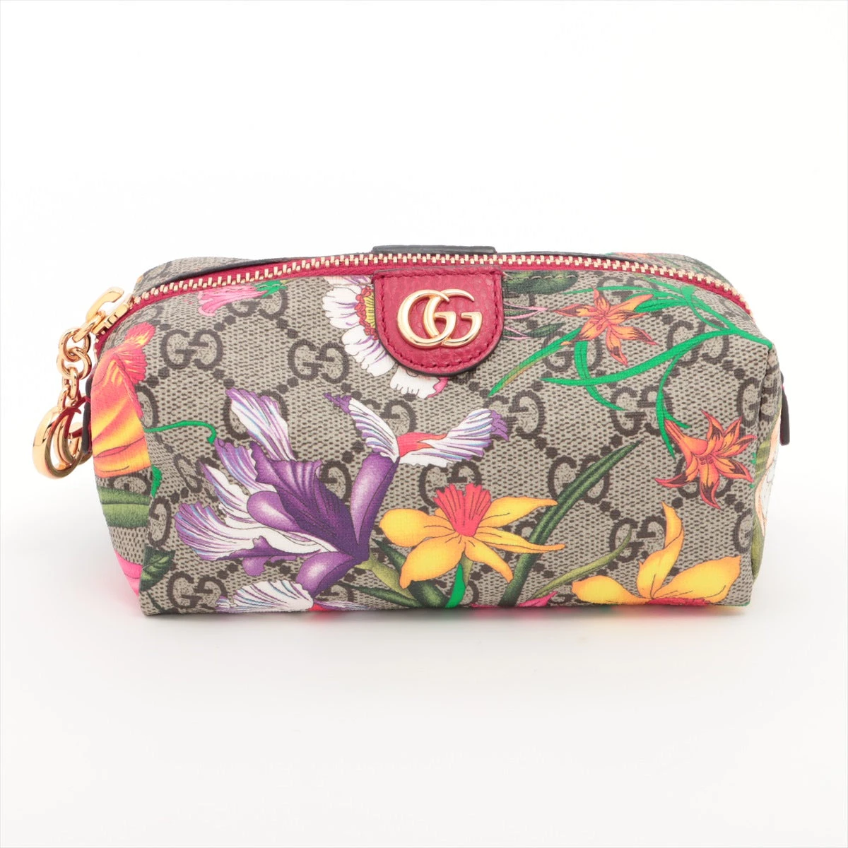 グッチ GGフローラ 548394 PVC ポーチ ベージュ×レッド A3068390