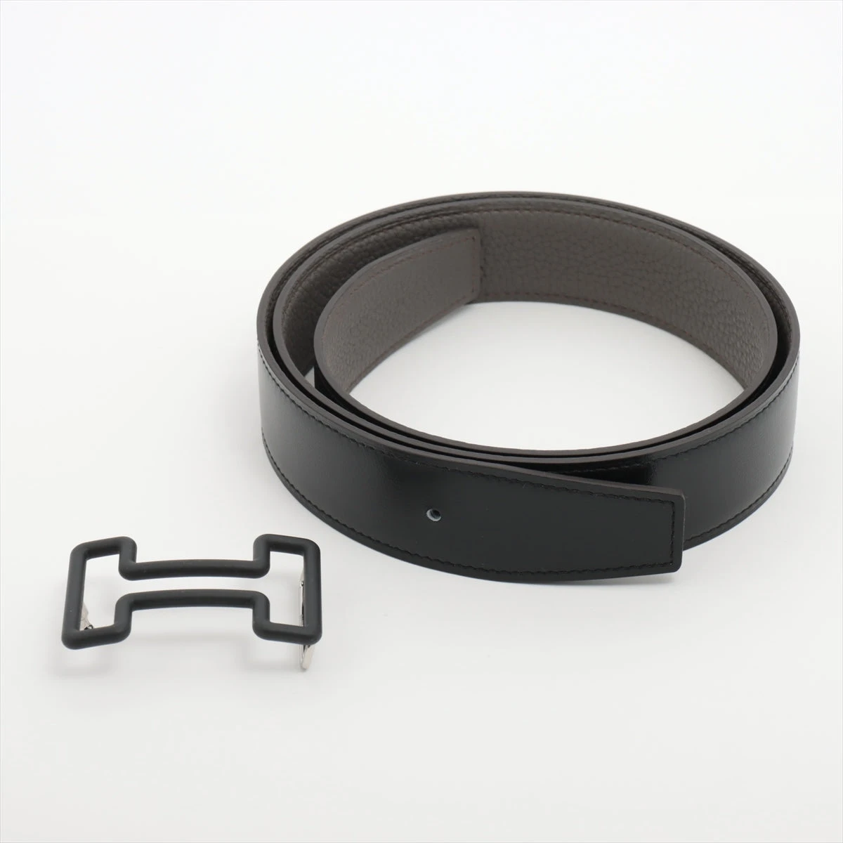 美品 エルメス ベルトデザイン スエードロングブーツ 濃紺×黒