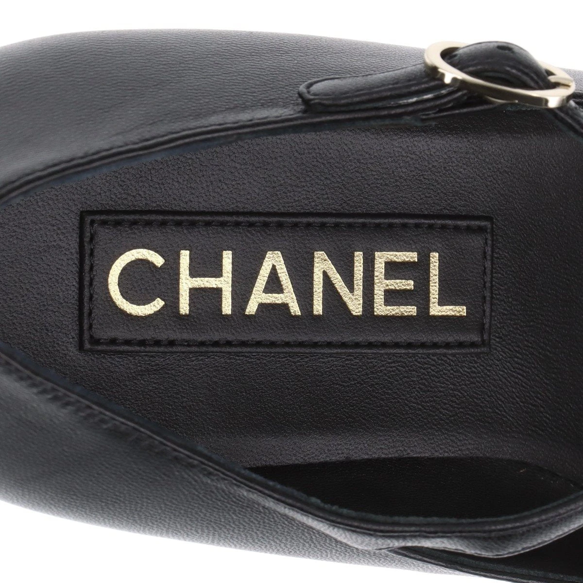 【未使用品】CHANELシャネル　レザーストラップパンプス　ブラック シャネル ココマーク レザー×ファブリック ストラップパンプス