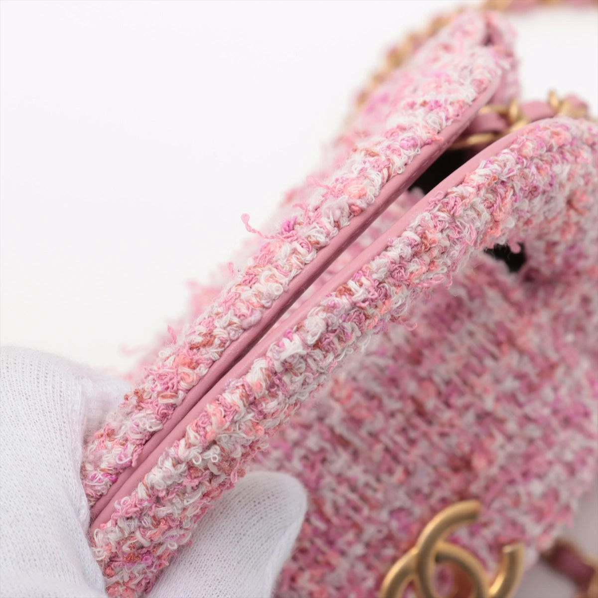 シャネル マトラッセ ツイード 2WAYハンドバッグ ピンク ゴールド金具