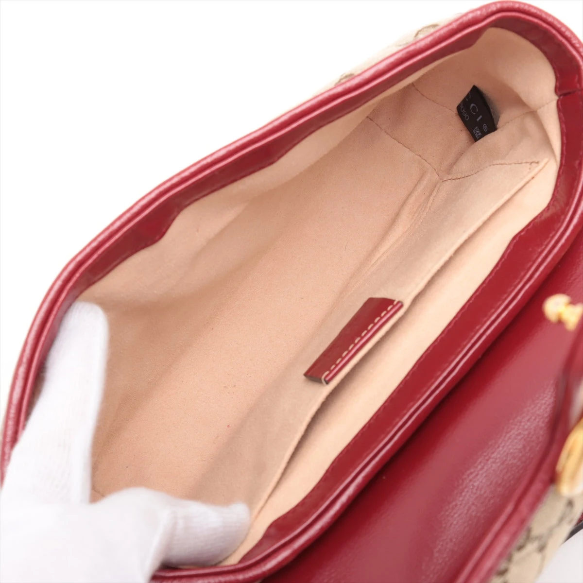 【人気】 グッチ ショルダーバッグ　GGキャンバス　メタルプレート　レザー 人気】 グッチ ショルダーバッグ GGキャンバス メタルプレート