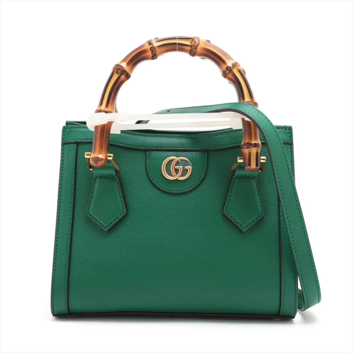 グッチ バンブー ダイアナ レザー 2WAYハンドバッグ グリーン 655661