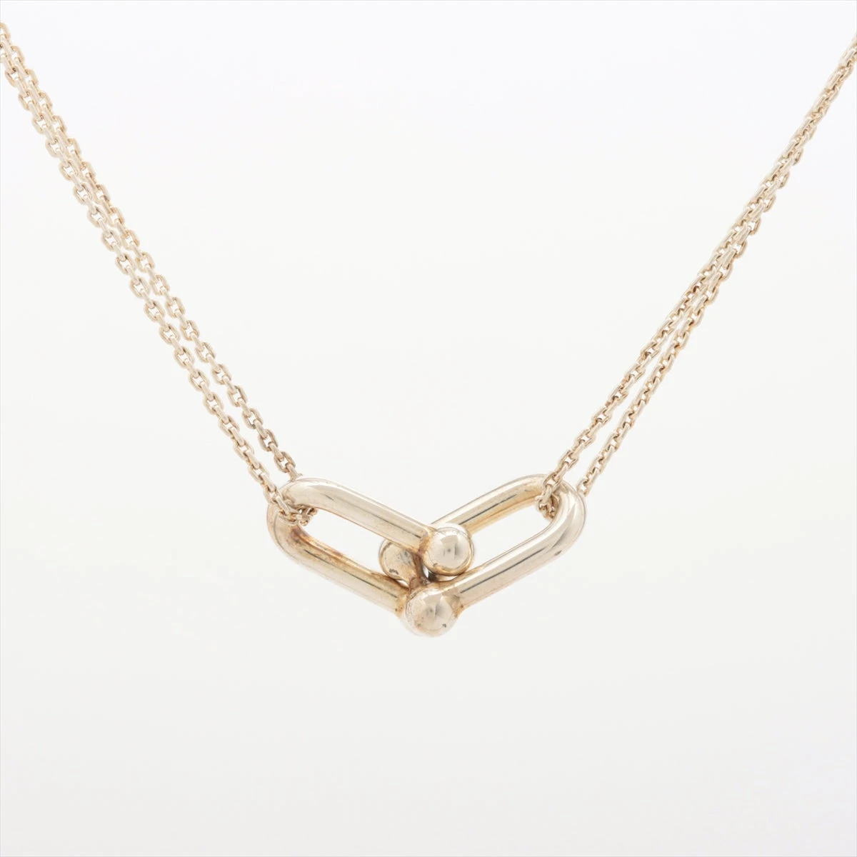 最高品質 ハードウェア ネックレス 新品未使用　ゴールドシルバーピンク ティファニー ハードウェア ダブルリンク ネックレス 925 11.7g