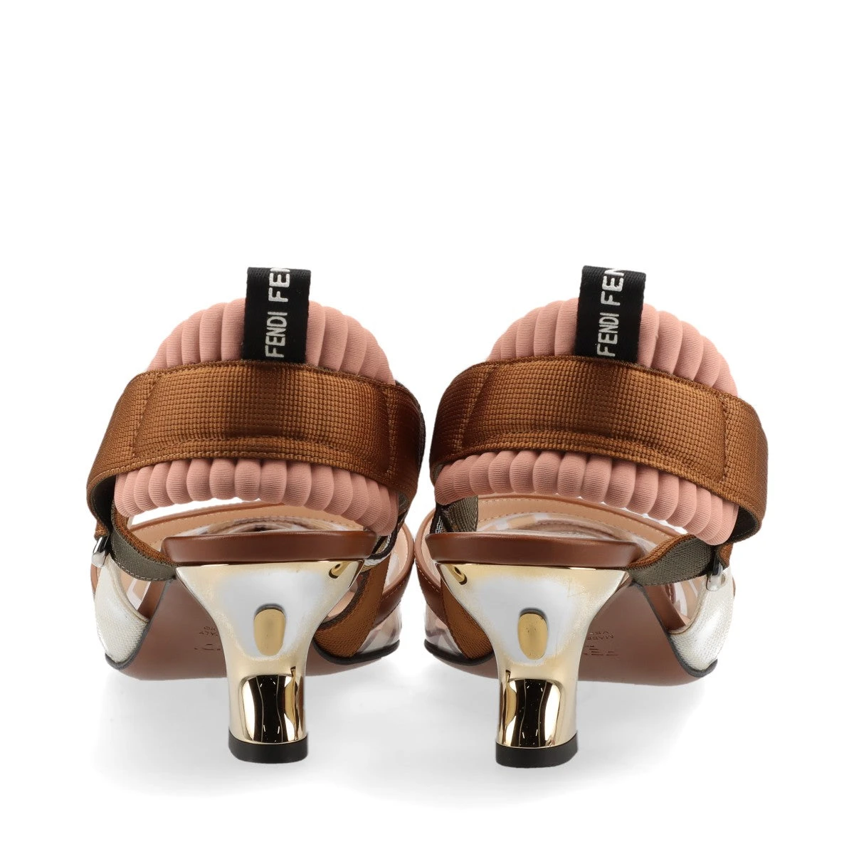 フェンディ コリブリ レザー×ファブリック ストラップパンプス 36