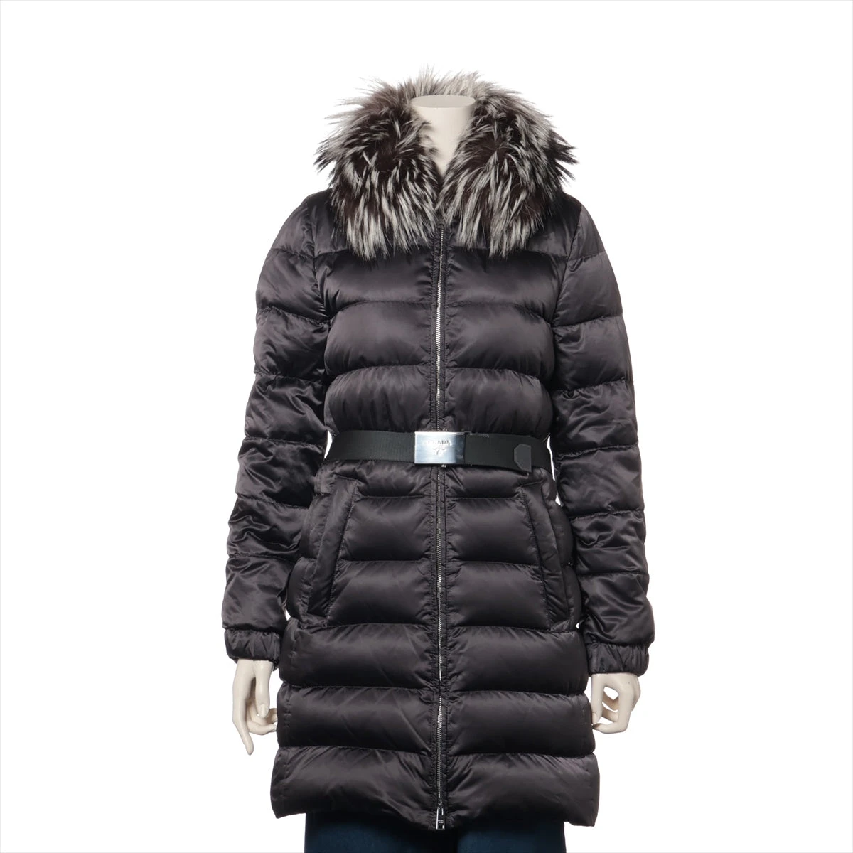 PRADA グレー ダウンジャケット ファー付き ダウンコート40