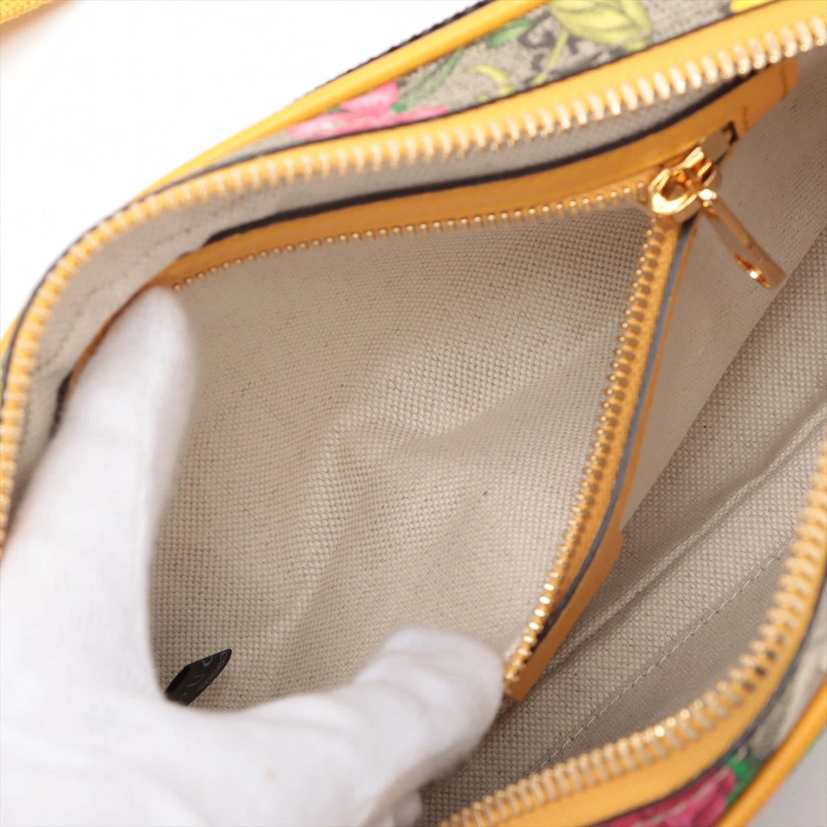 グッチ GGフローラ オフィディア PVC×レザー ボディバッグ イエロー