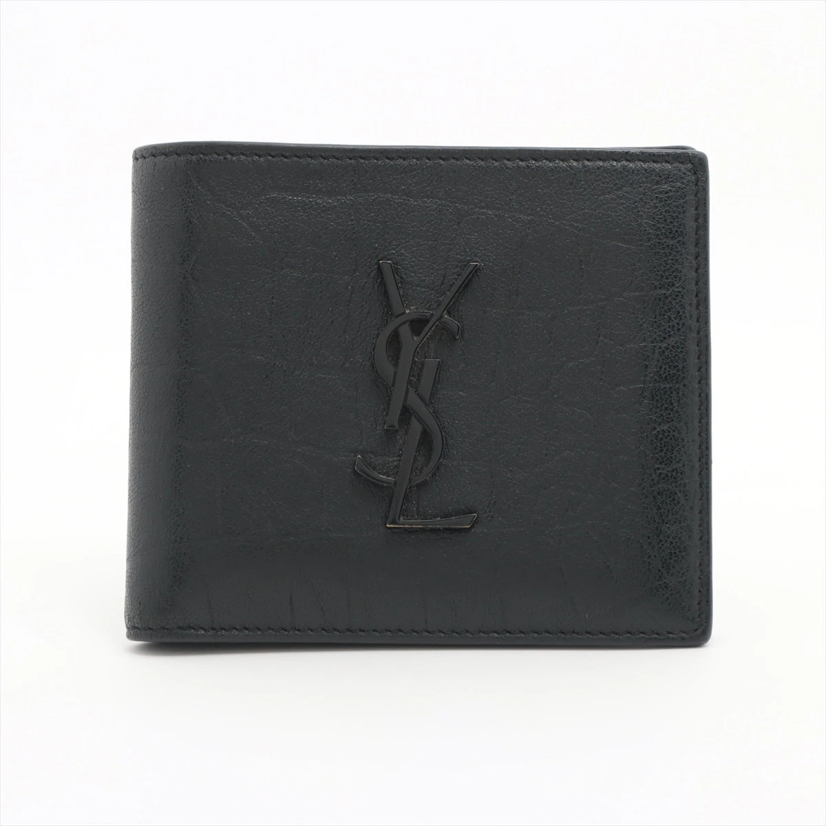SAINT LAURENT サンローラン 財布 L字 クロコ型押し レザー 小銭 サンローラン YSLライン クロコ型押し 札入れ ブラック A3072636