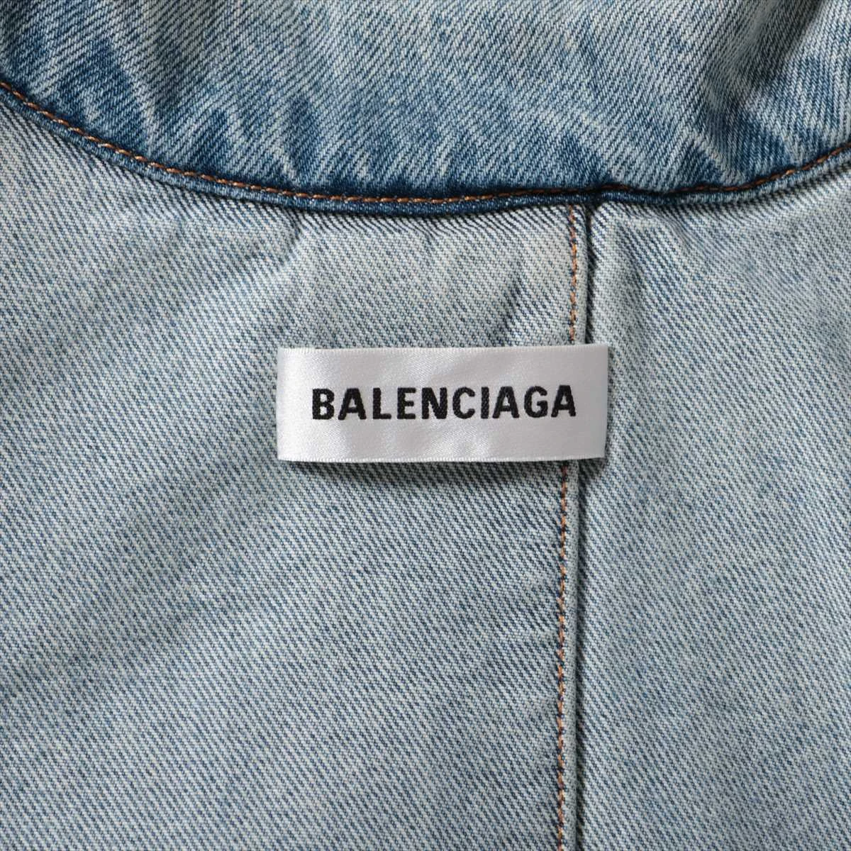 【極美品】BALENCIAGA デニムジャケット　ボア　ラバーロゴ　L バレンシアガ BALENCIAGA オールオーバーロゴデニムジャケット