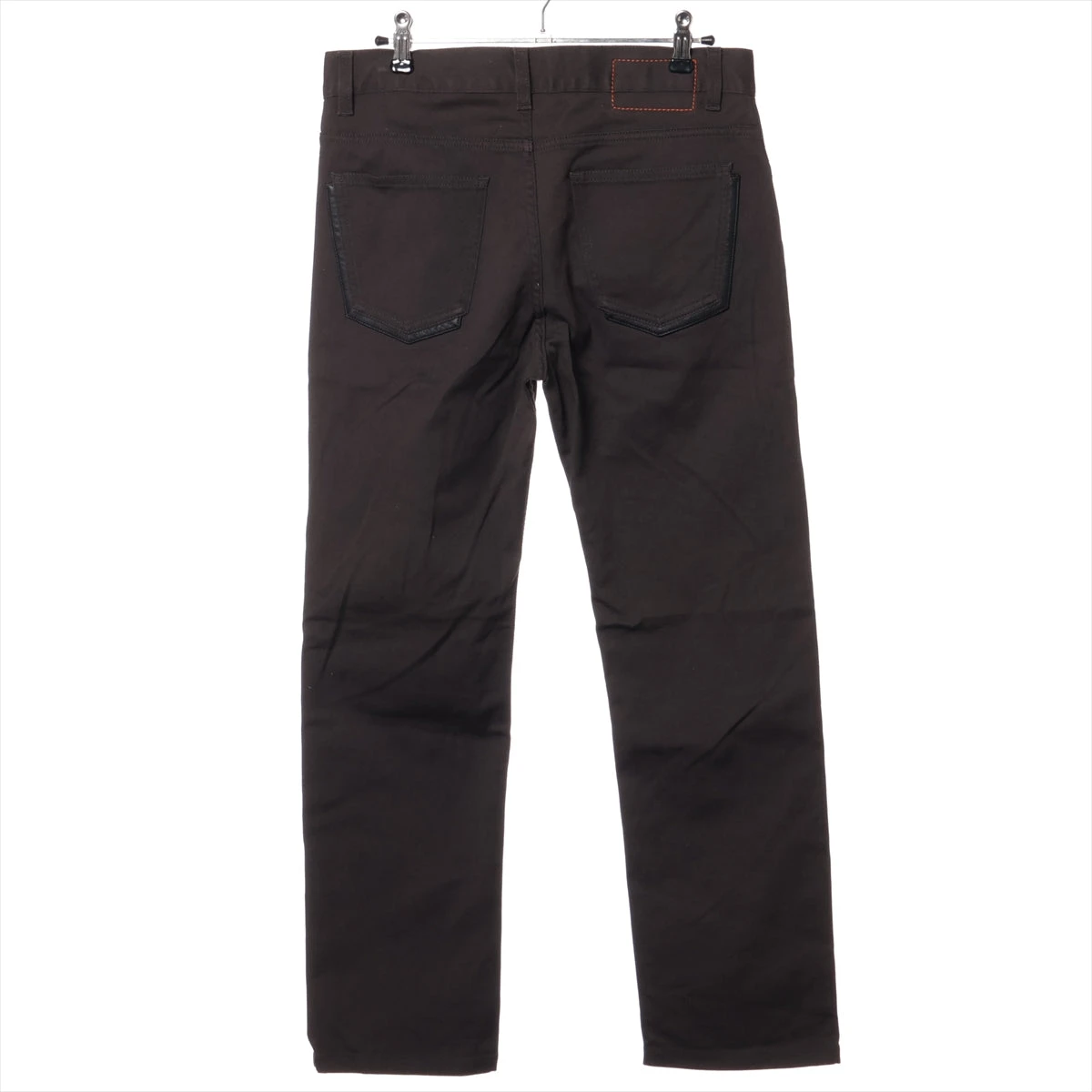 エルメス 19AW コットン×レザー パンツ 40 メンズ グレー