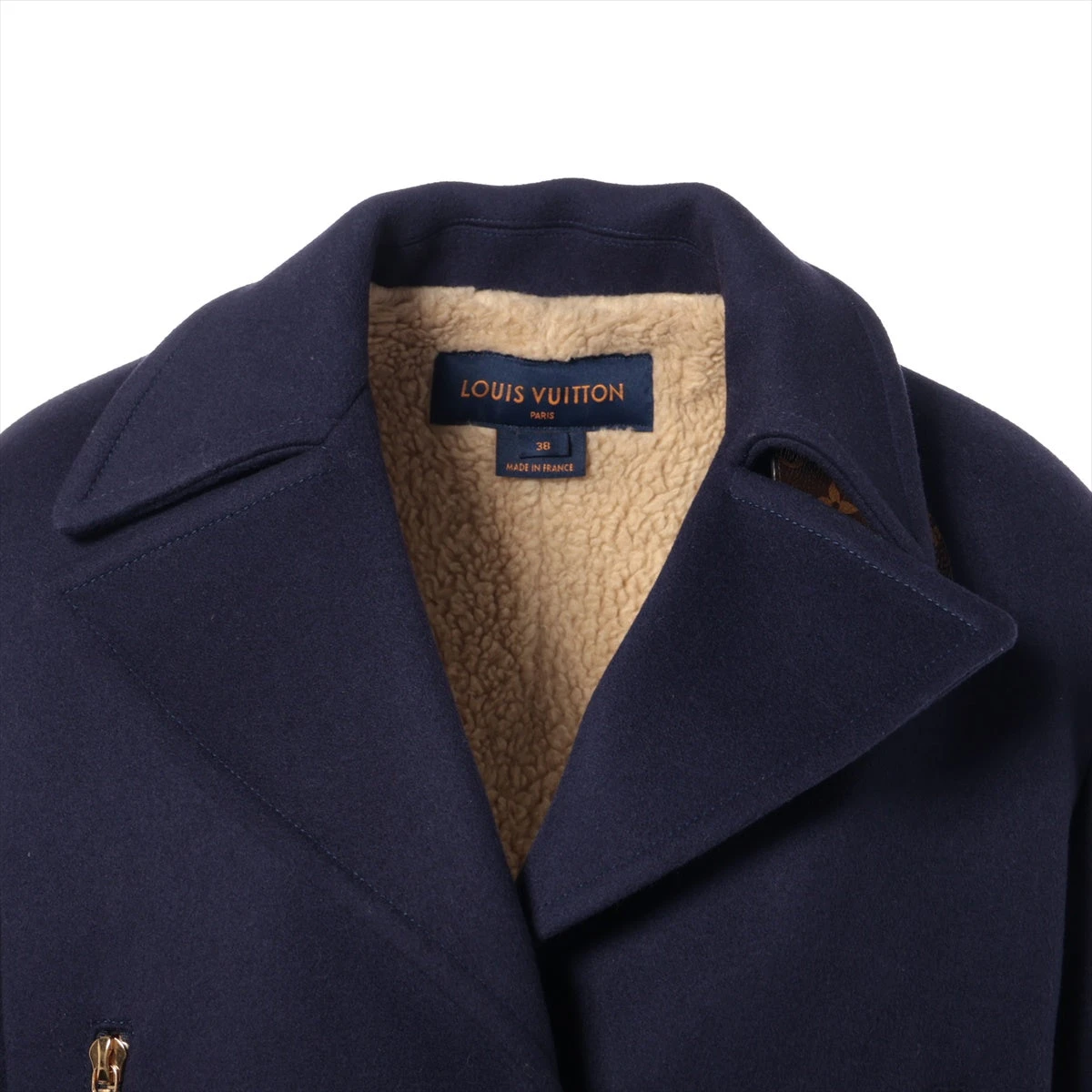ヴィトン 21AW ウール×カシミヤ コート 38 レディース ネイビー RW212W 