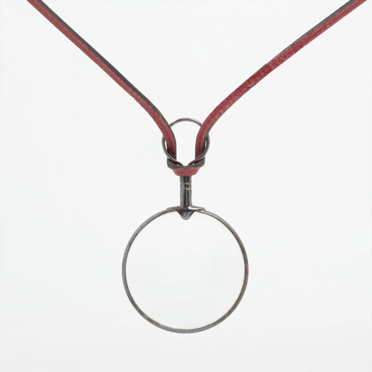 希少◇エルメス ルーペ ネックレス ペンダント レザー シルバー925 レッド 希少◇エルメス ルーペ ネックレス ペンダント レザー シルバー
