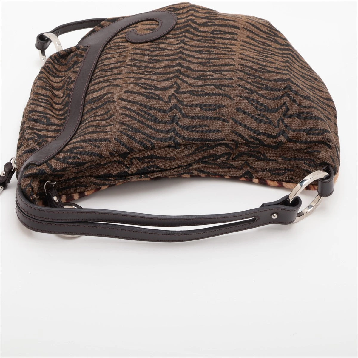 FENDI ショルダーバッグ ハラコ素材 ブラウン フェンディ レザー×ハラコ ハンドバッグ ブラウン 8BR293 A3069020