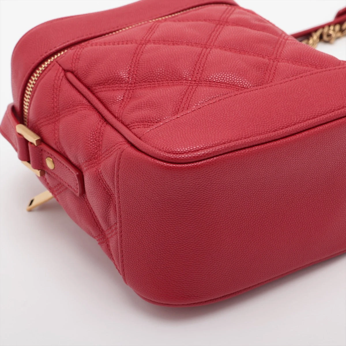 サンローランパリ レザー チェーンショルダーバッグ レッド 649779