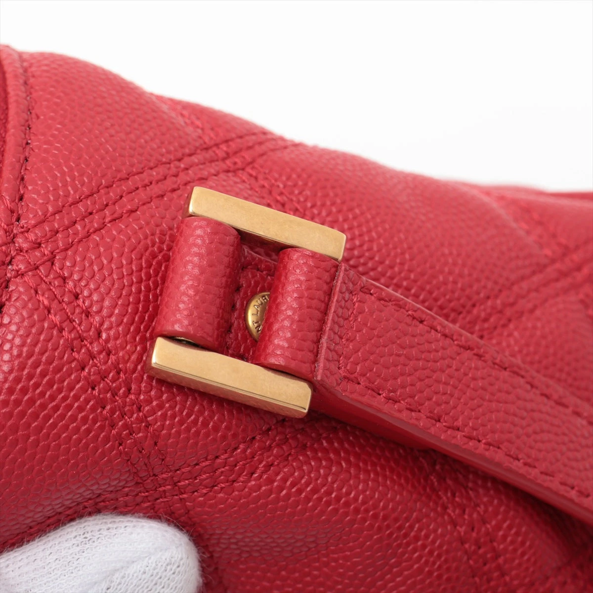 サンローランパリ レザー チェーンショルダーバッグ レッド