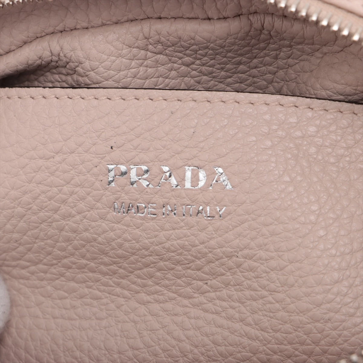 ＊PRADA＊ファスナー開閉 シアリング ショルダーバッグ ベージュ/ライトベージュ プラダ アーケ シアリングxレザー