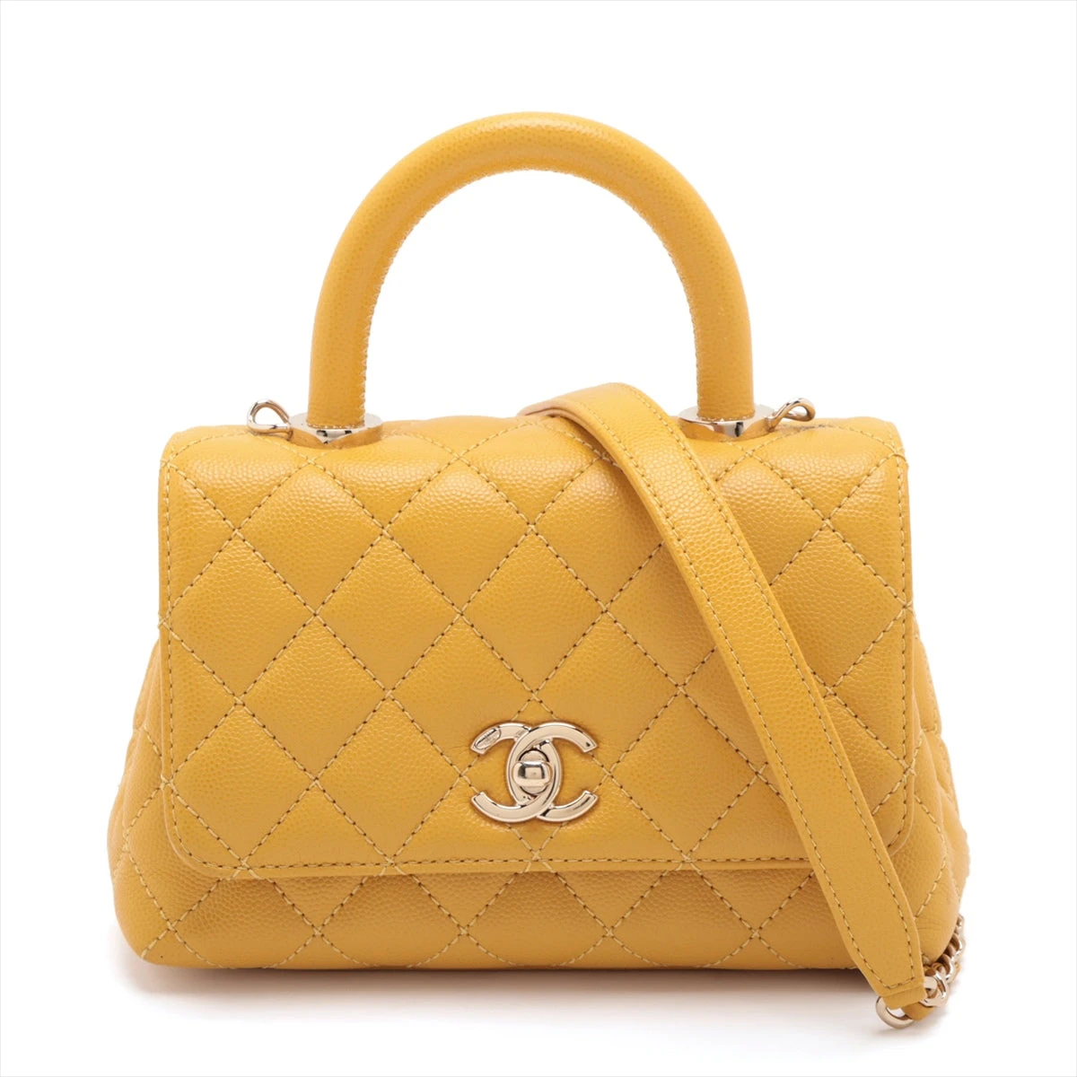 *上品で華やか*【CHANEL】マイクロ ココハンドル ゴールド シャネル ココハンドル キャビアスキン マトラッセ ゴールド金具