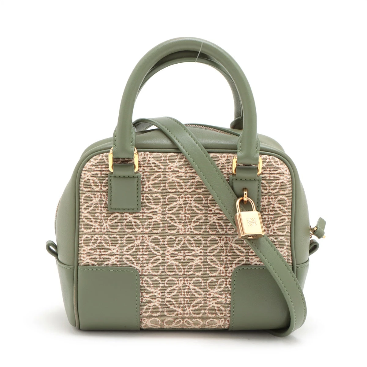 正規品 ロエベ アマソナ ビジネスバッグ オールレザー アナグラム グリーン LOEWE（ロエベ） 極 美品 ヴィンテージ アマソナ 28 アナグラム ロゴ