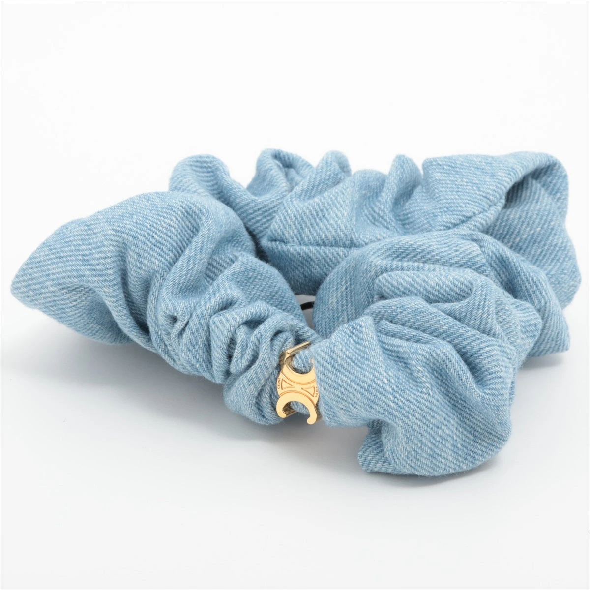 セリーヌ トリオンフ シュシュ コットン ブルー DP017333｜中古