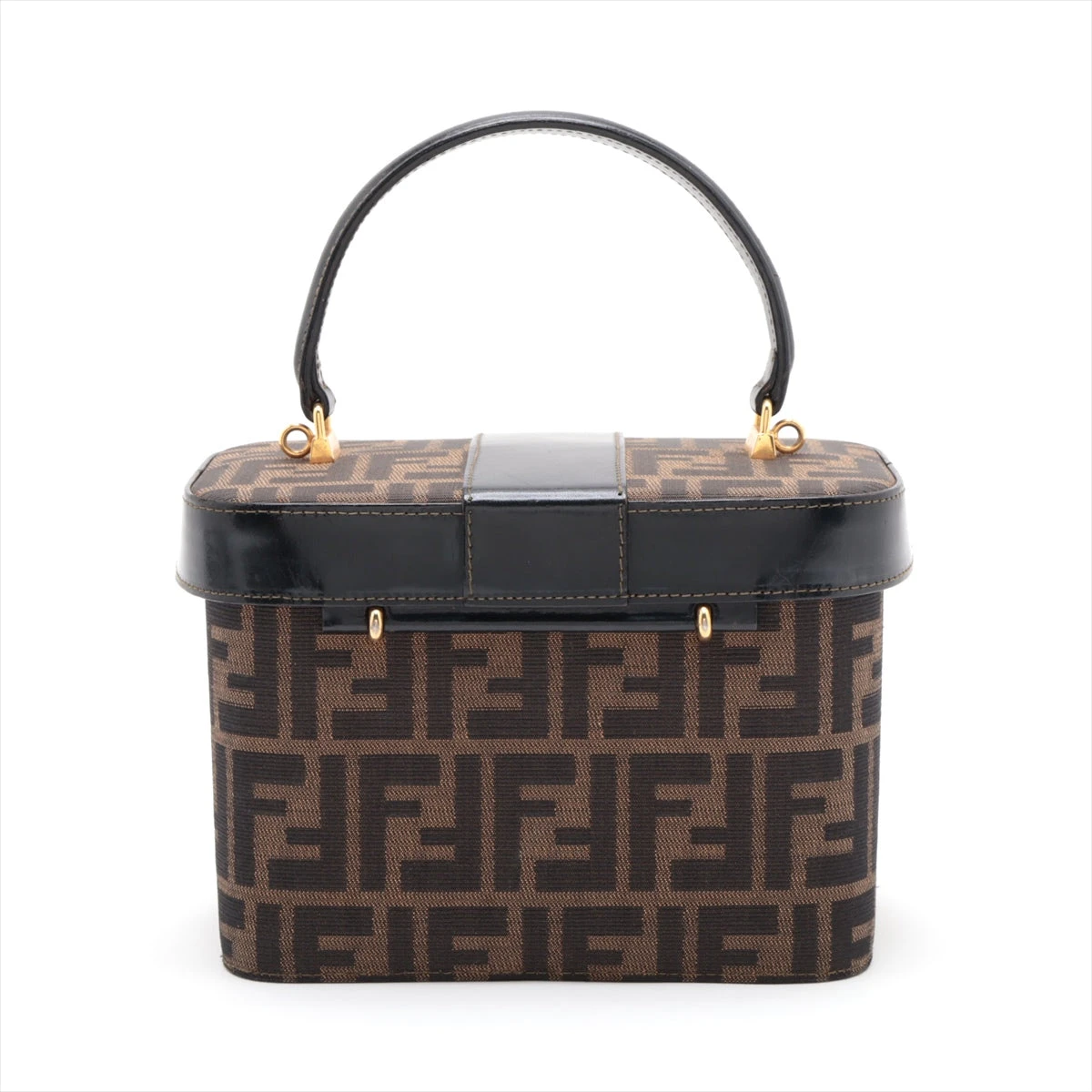 FENDI　バニティ　ズッカ　レザー　ゴールド　確実正規品 極美品 FENDI フェンディ ズッカ柄 バニティバッグ ハンドバッグ