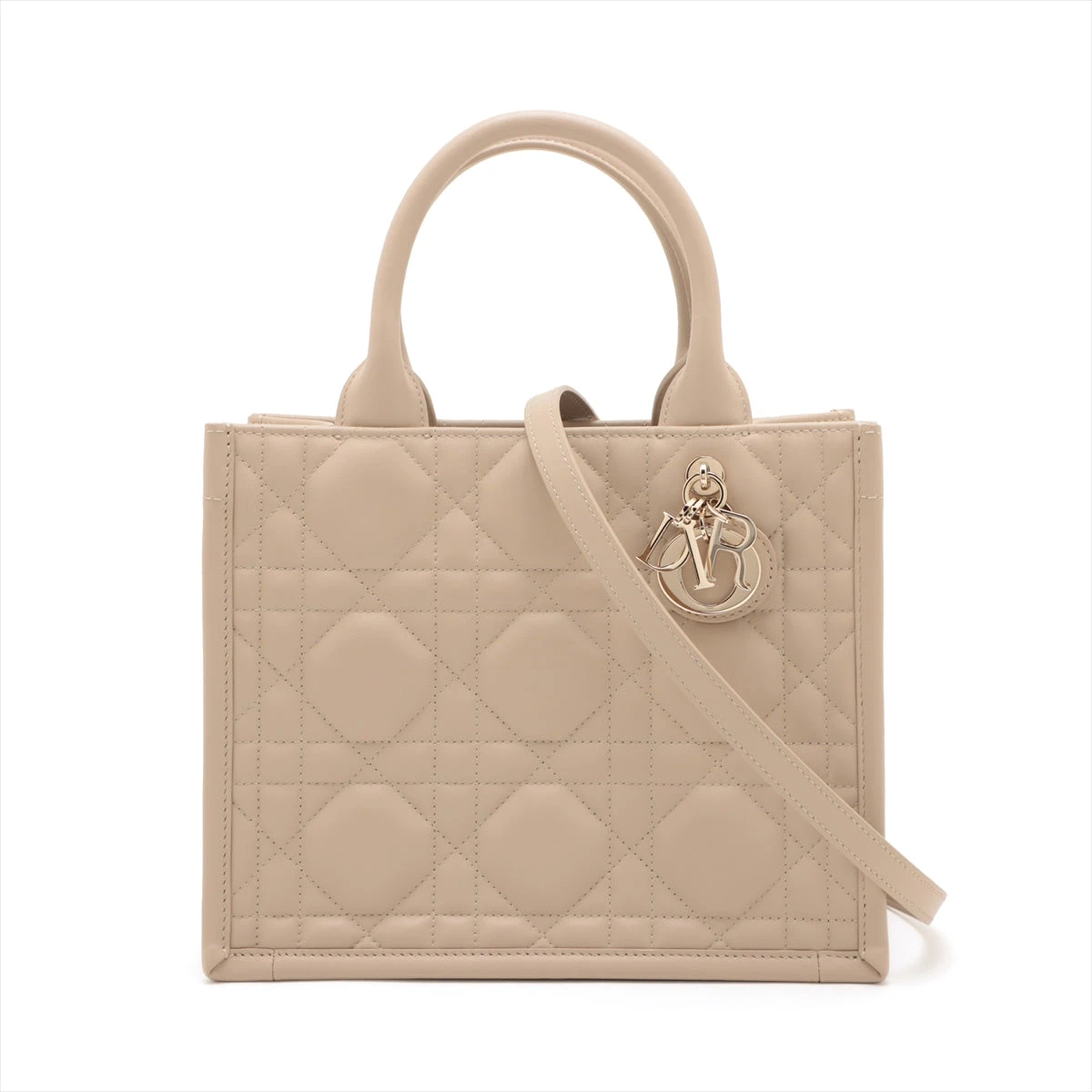 クリスチャンディオールカナージュレザーハンドバッグベージュ