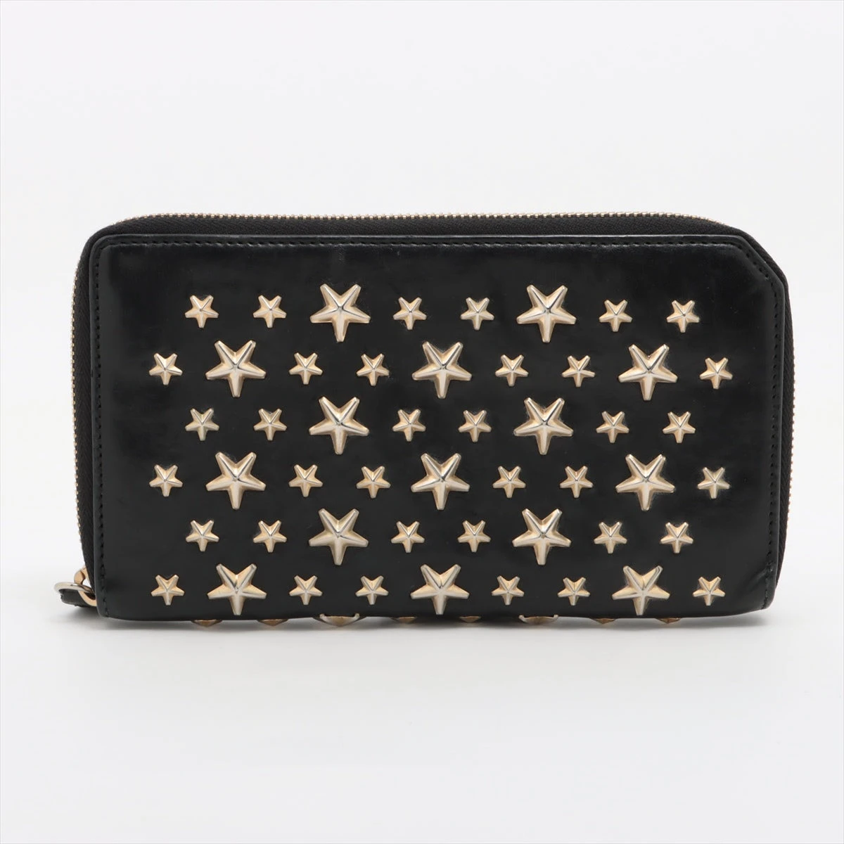 【未使用級】ジミーチュウ　財布　ラウンドジップ　スタースタッズ　ブラック　レザー ジミーチュウ スタースタッズ レザー ラウンドジップウォレット