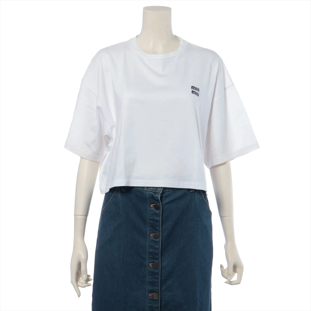 ミュウミュウ　ホワイトTシャツ ホワイト（白）系 L MiuMiu(ミュウミュウ) Tシャツ・カットソー