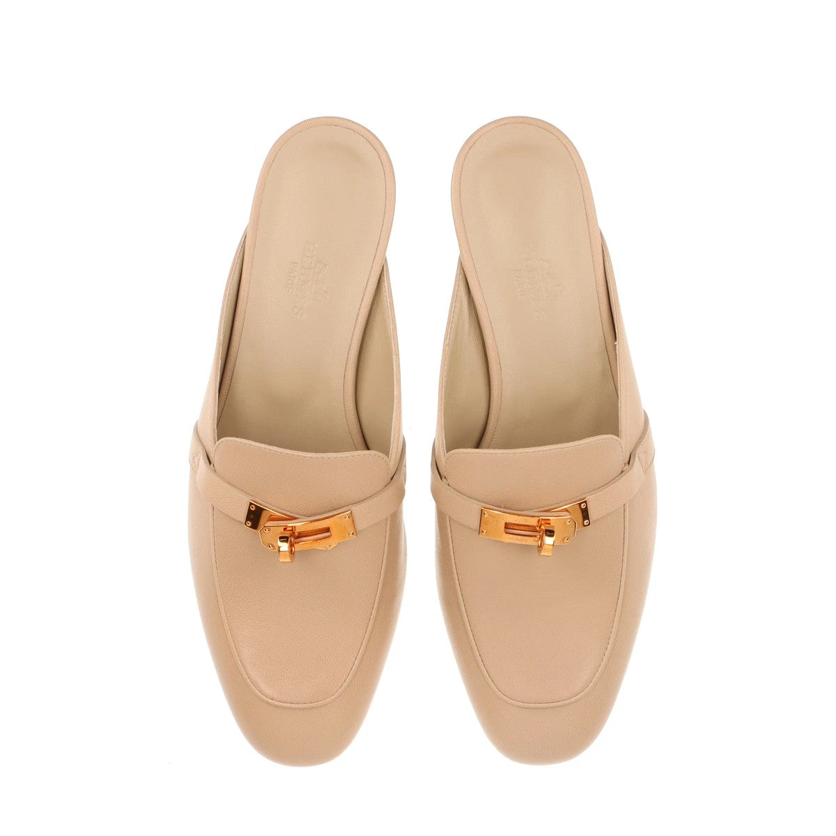 美品　Hermes エルメス　ミュール　オズ　37 ケリー金具 エルメス オズ レザー ミュール 37 レディース ベージュ ケリー