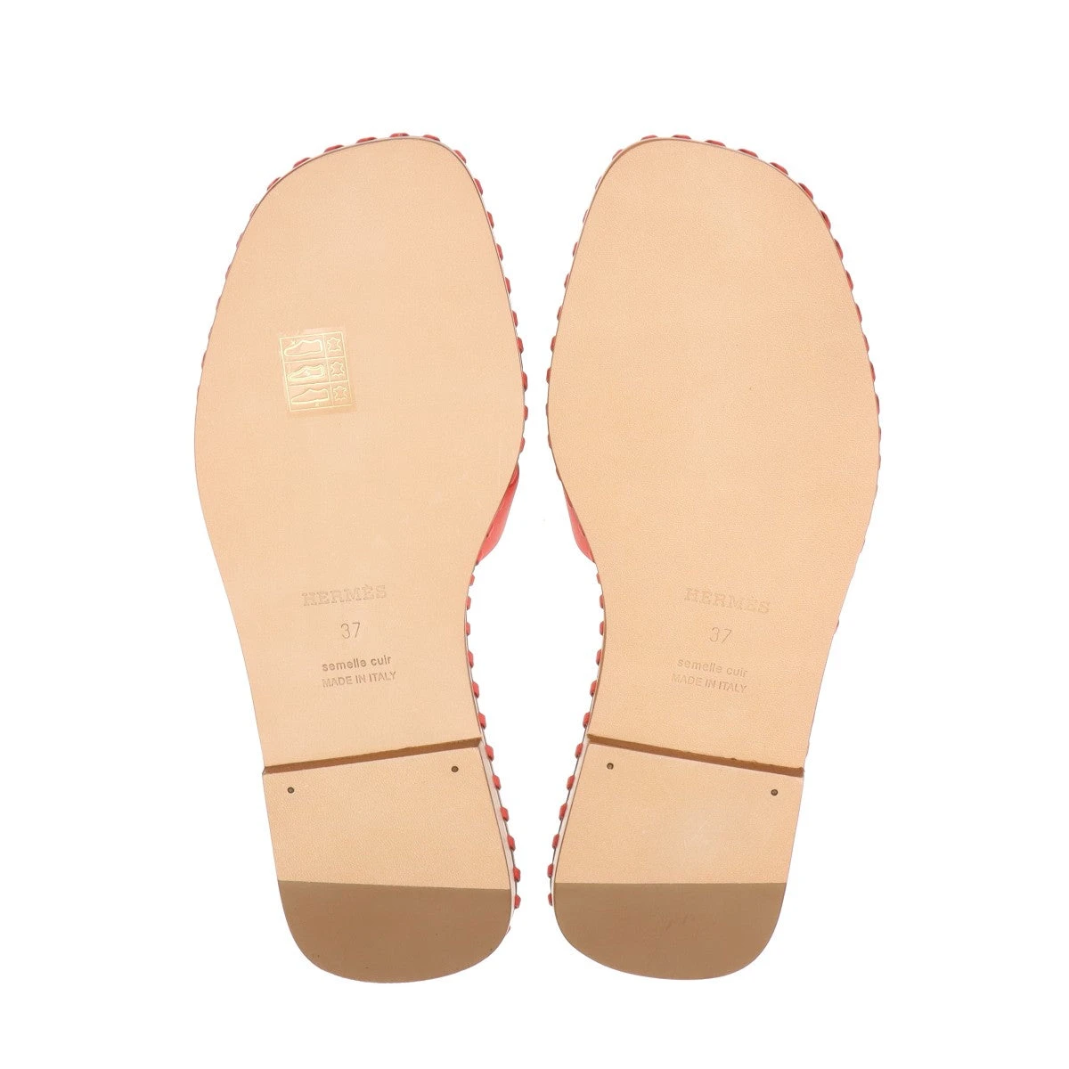エルメス オラン レザー サンダル 37 レディース レッド
