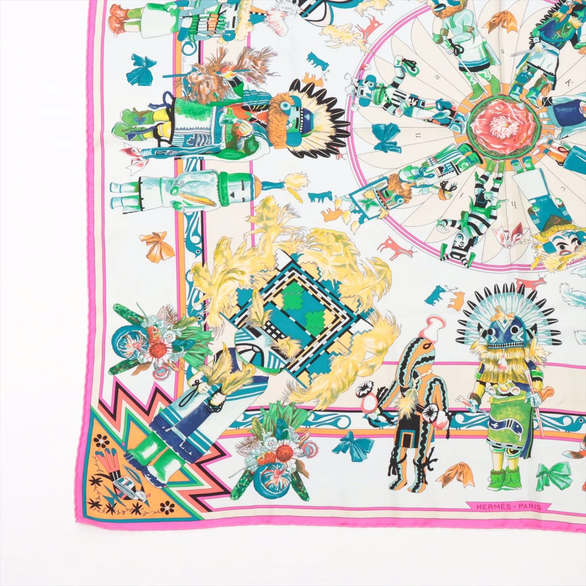 エルメス HERMES スカーフ カレ90 【KACHINAS/カチナ】未使用品 エルメス カレ90 Kachinas カチナ スカーフ シルク A3050715｜中古