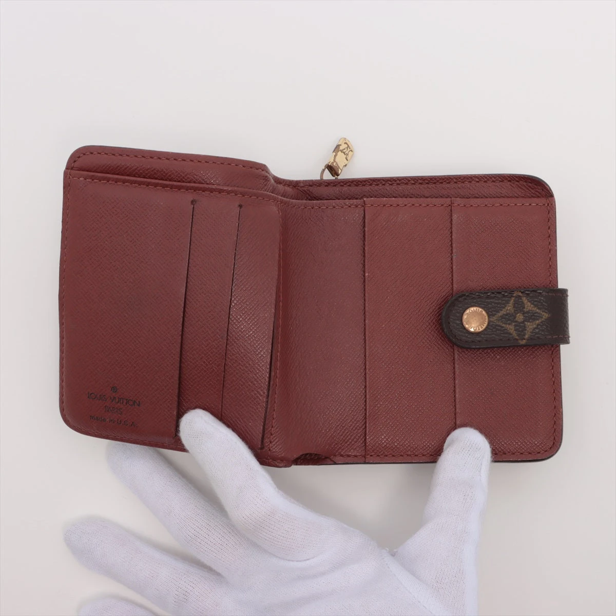 本物 ルイヴィトン LOUIS VUITTON LV コンパクトジップ モノグラム 折  