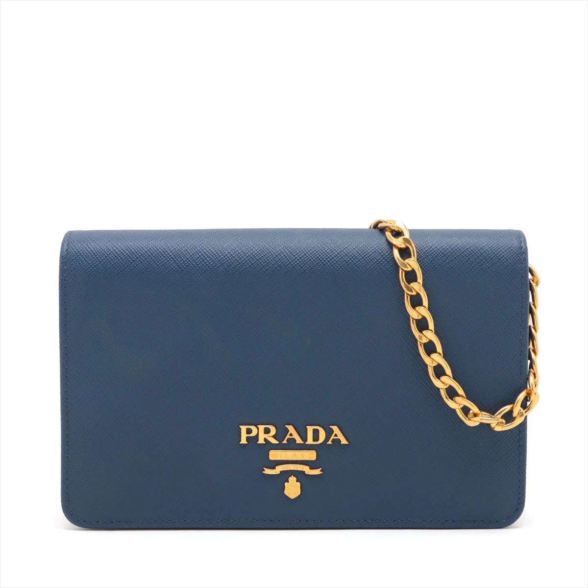プラダ サフィアーノラクス チェーンウォレット ブルー 1BP006  