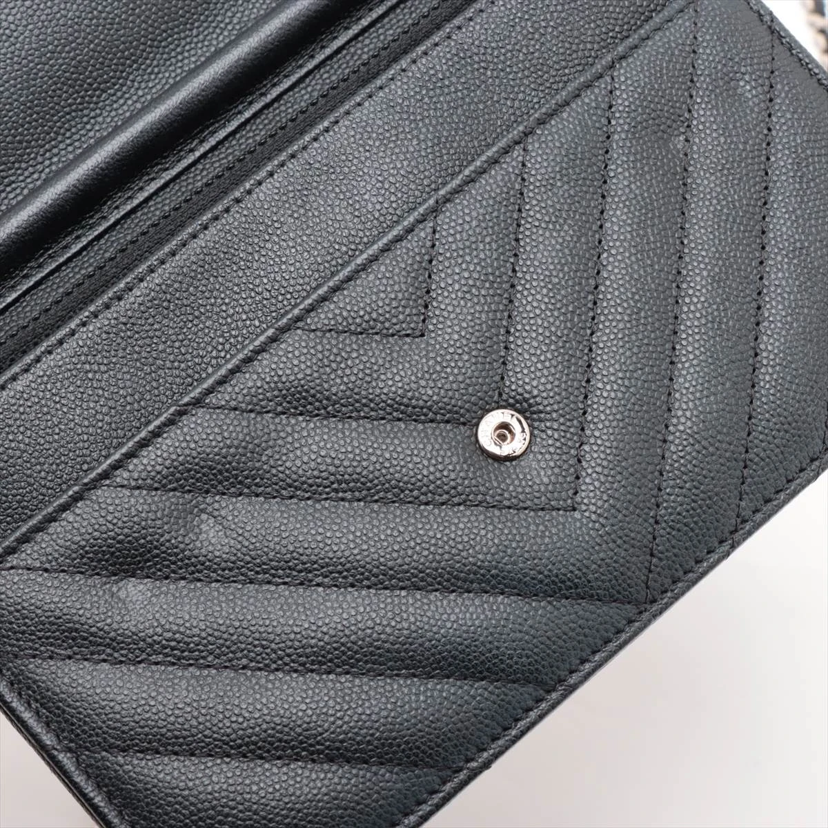 美品✨サンローラン　キャビアスキン　チェーンウォレット　Vステッチ 108.jpg