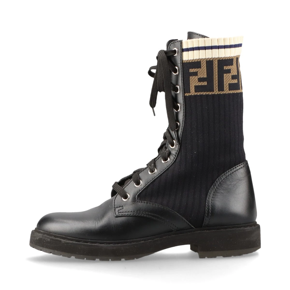 【美品】　FENDI　フェンディ　ロココ　バイカーブーツ　ニット　ズッカ柄　36 美品】 FENDI フェンディ ロココ バイカーブーツ ニット ズッカ