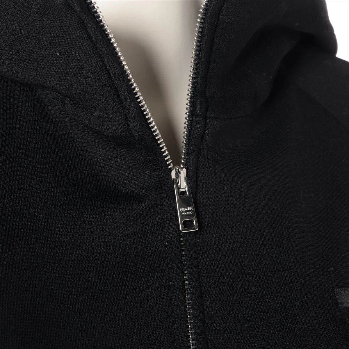 プラダ 20AW コットン×ナイロン パーカー XS レディース ブラック