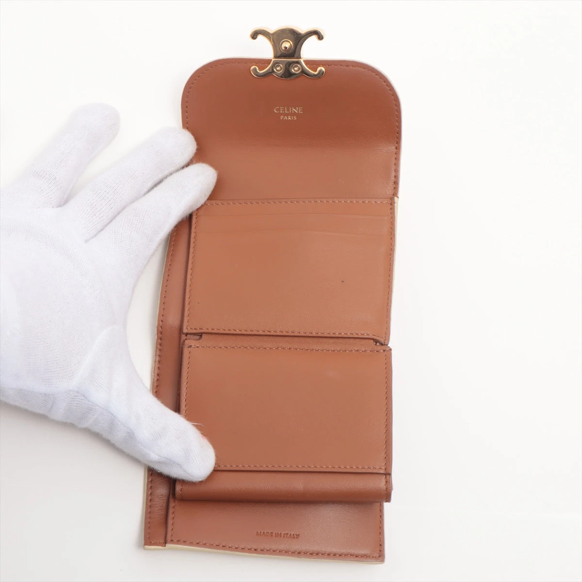 セリーヌ トリオンフ スモールフラップウォレット PVC×レザー