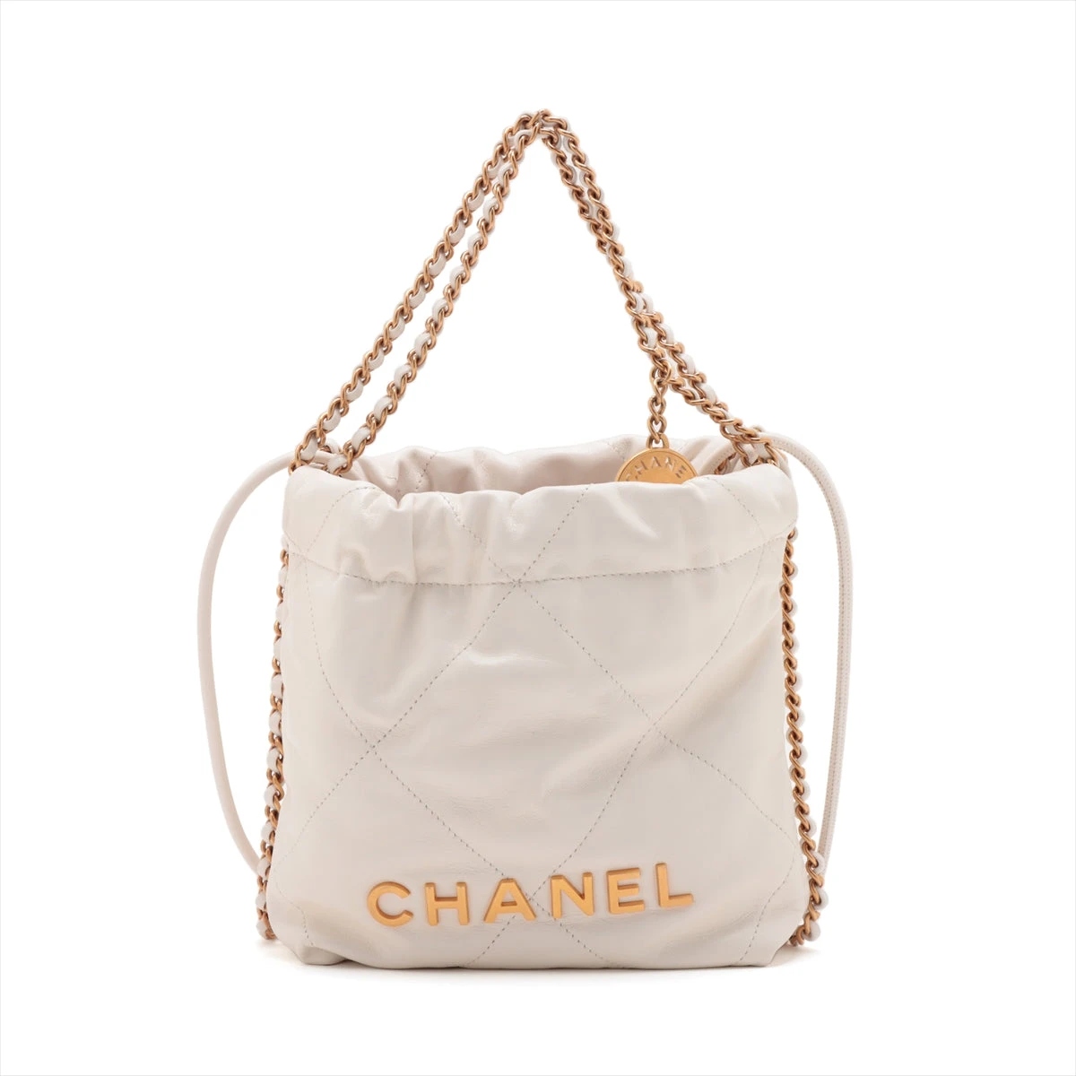 シャネル シャネル22 ミニ レザー チェーンショルダーバッグ ホワイト