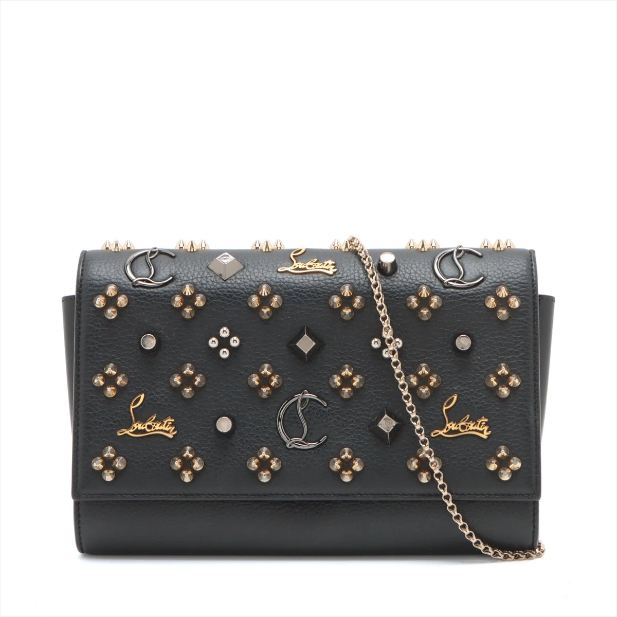 クリスチャンルブタン パロマ レザー×スタッズ チェーンウォレット