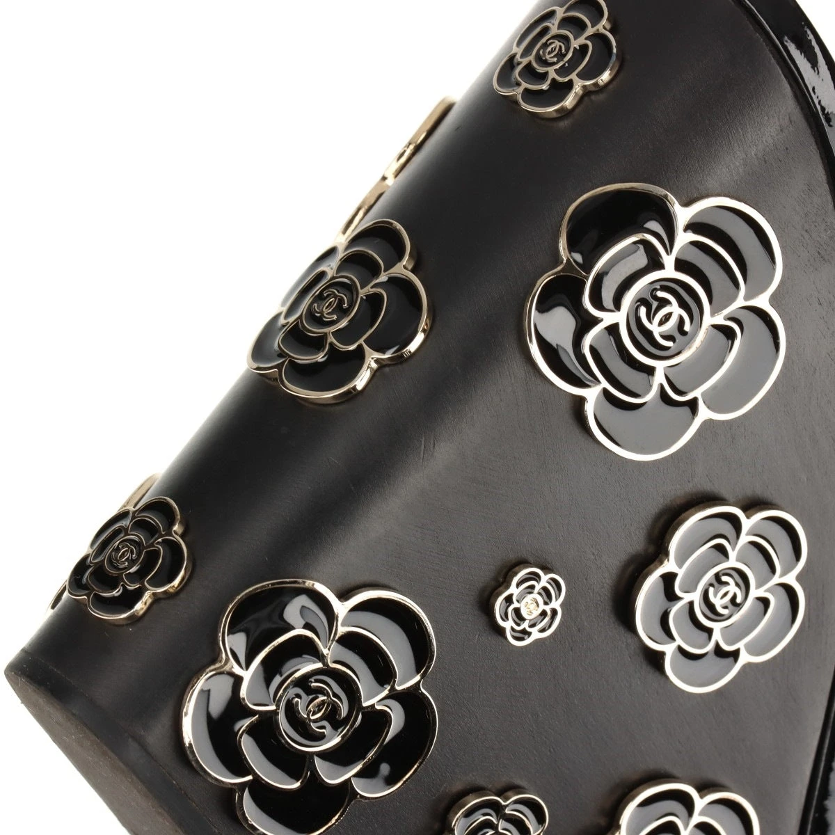 シャネル カメリア パテントレザー サンダル CHANEL シャネル カメリア サンダル ラム レザー ブラック