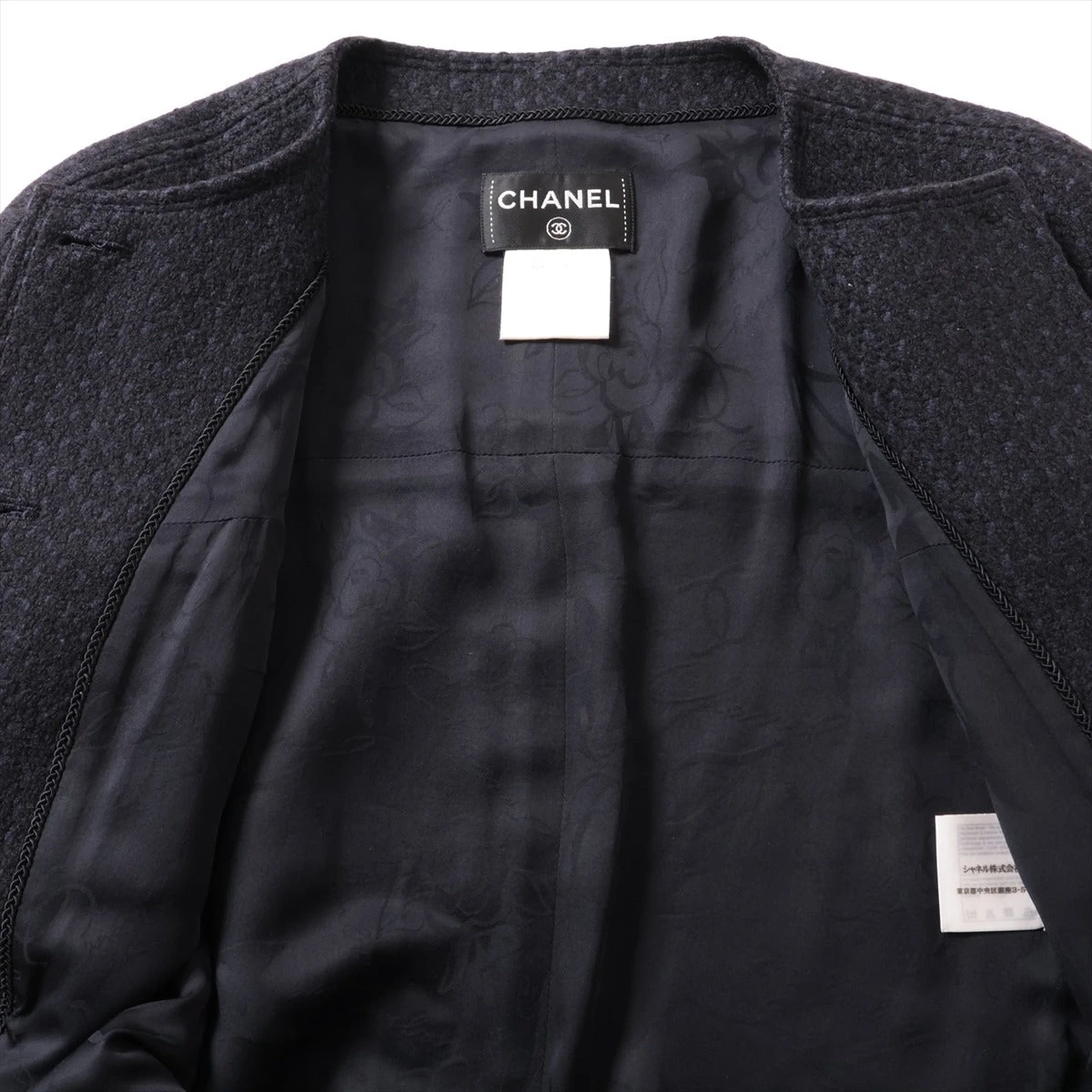 シャネル ココボタン ウール×シルク コート 34 レディース