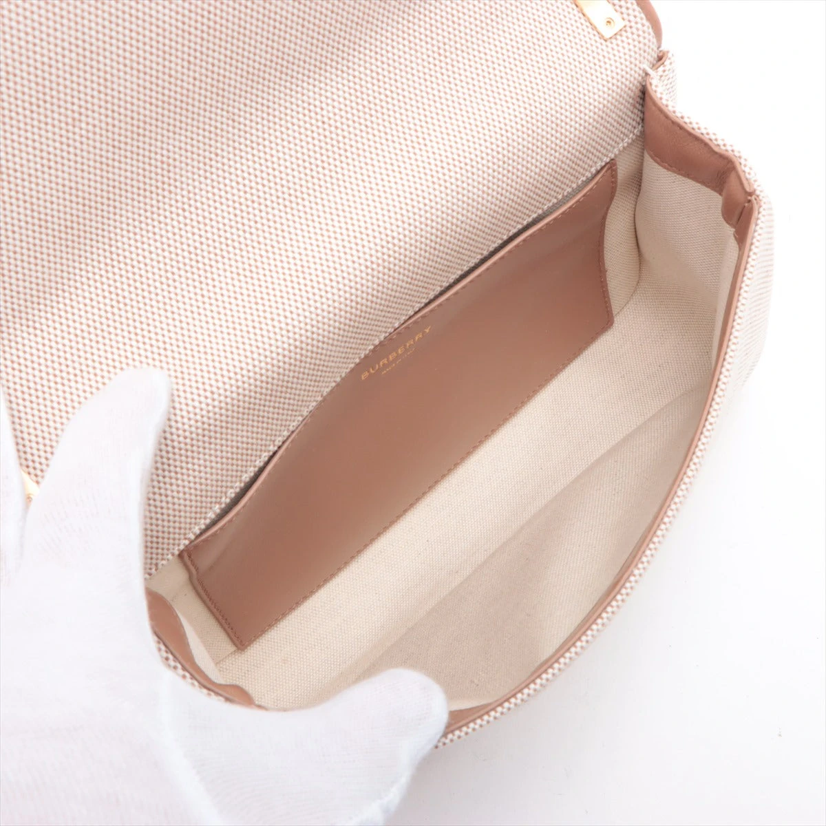バーバリー TB ローラ キャンバス×レザー チェーンショルダーバッグ